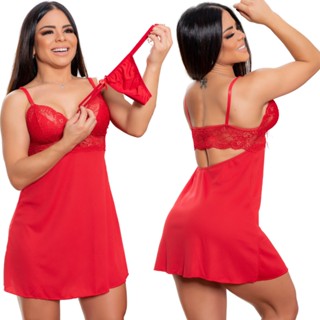 Linda Camisola Sensual Luxo com calcinha fio