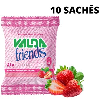 Kit Pastilha Valda Friends Morango Mentolada 10 Sache De 25g