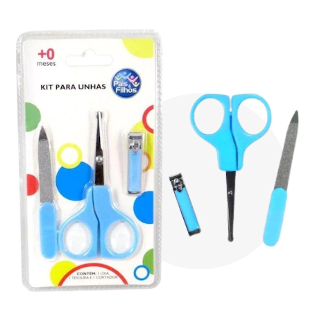 Kit para Unhas para Beber Tesoura Lixa e Cortador Cor Azul em Oferta na Shopee