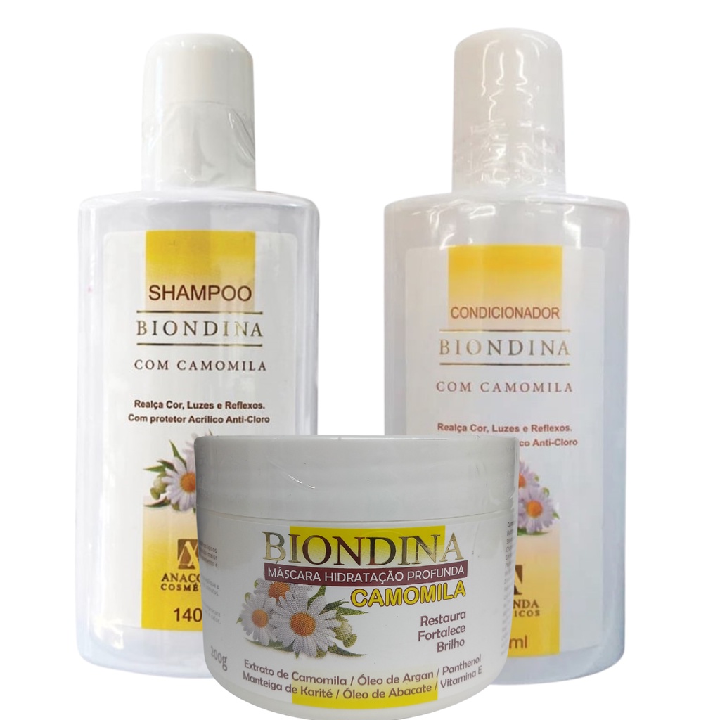 Kit Biondina Para Cabelos Loiros C/ Camomila-Anaconda.