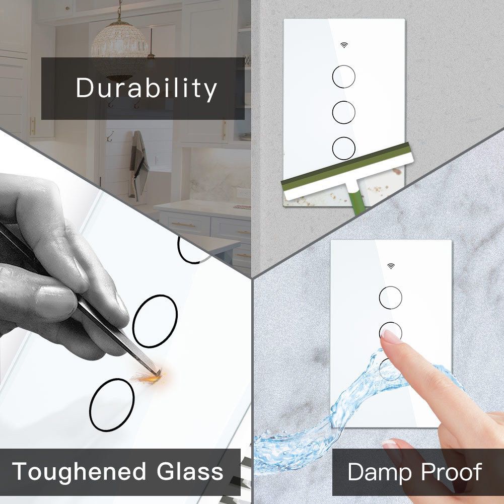 Interruptor Touch Inteligente Wifi 1 2 3 e 4 Teclas Alexa Google Smart Tuya — imagem 2 de 2