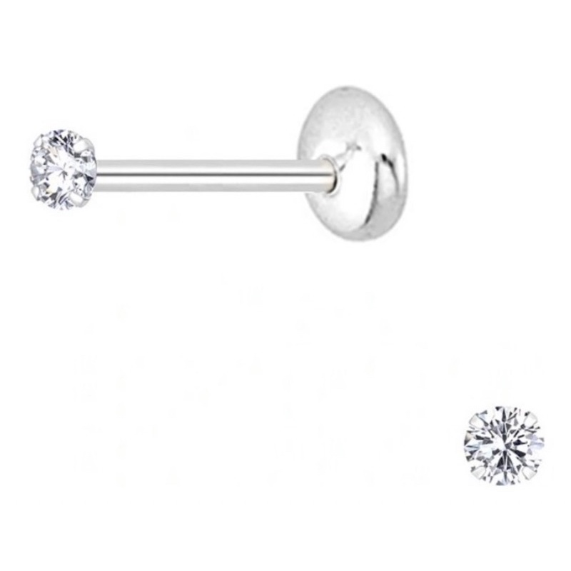 Brinco Infantil ou Cartilagem Ponto de Luz Tarraxa Baby em Prata Legitima 925 em Oferta na Shopee