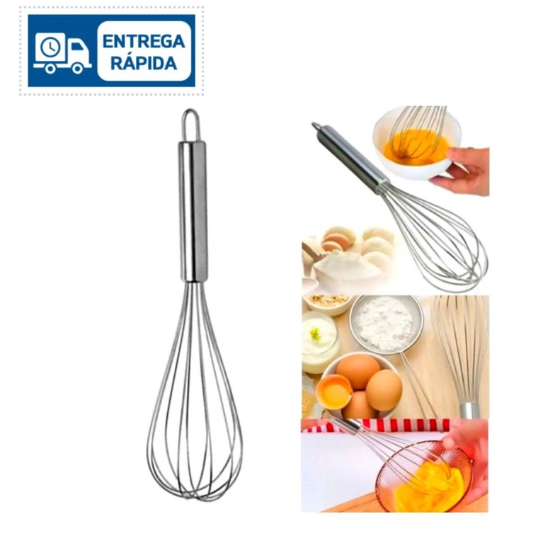 Bate Clara De Ovos, Batedor Fouet, 25cm, Manual E De Inox