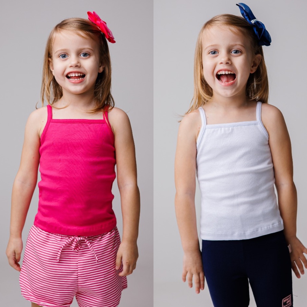 Kit com 2 Blusas de Alcinha Infantil em Ribana de Várias Cores - 1 ao 14