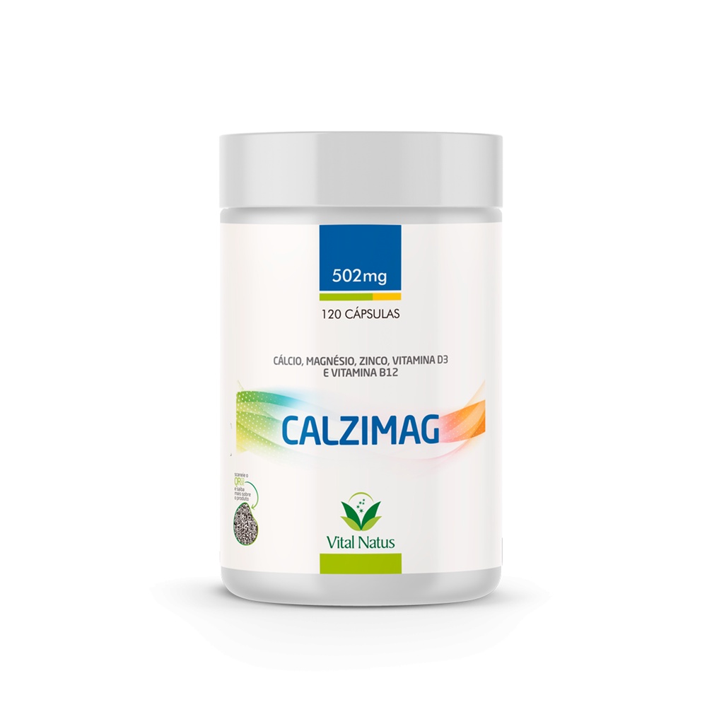 Calzimag Cálcio + magnésio + zinco + vitamina D3 e Vitamina B12 502mg 120 capsulas - Vital Natus em Oferta na Shopee