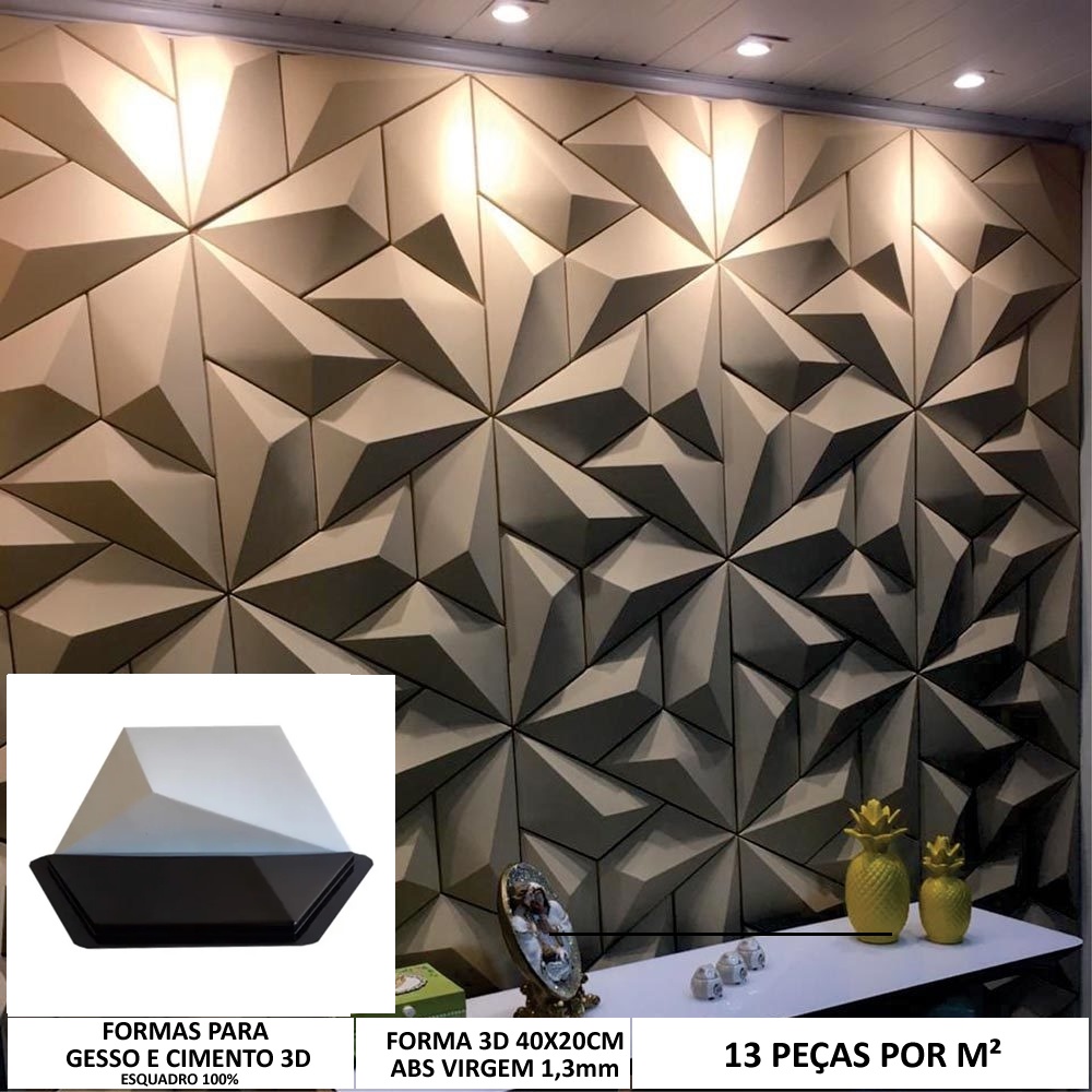 3 Forma 3d Gesso Trapezio P 40x20cm Abs 1,3mm molde para gesso 3d 203pp