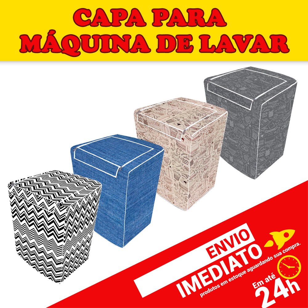 Capa Maquina de Lavar c/ Ziper Brastemp Electrolux Consul Todas Marcas Modelos 9kg 10kg 11kg 12kg 13kg 14kg 15kg Forrada Resistente