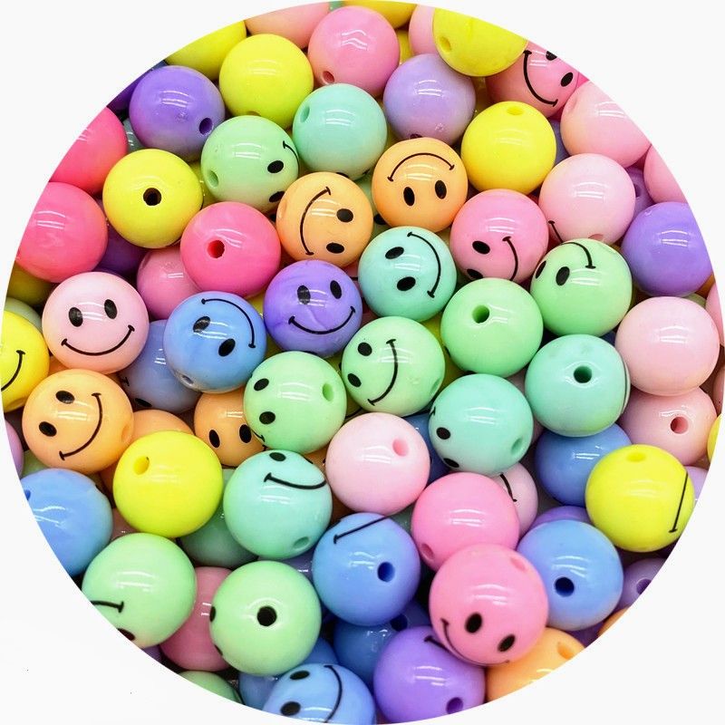 miçanga bolo entremeio para Bijuteria - artesanato - colorida smile - 8mm 50 peças