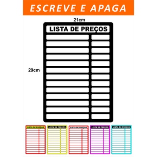 10 Placas Cartaz Lista de Preços  21x30 em Oferta na Shopee