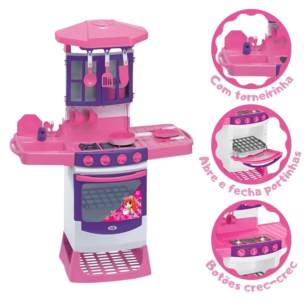 Brinquedo Cozinha Infantil Mágica Completa Pia Fogão Forno Para Crianças Magic Toys - Mom & Baby