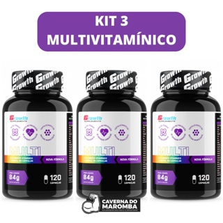Kit 3 Multivitamínico Completo 120 Cápsulas Nova Fórmula Original - Growth Supplements