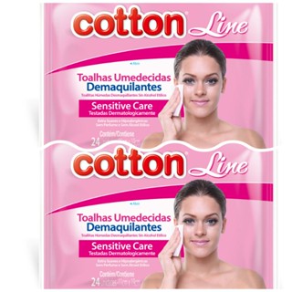Lenços Demaquilantes Kit Com 2 Pacotes C| 24 Unidade Cada - COTTON LINE