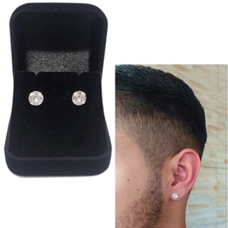Brinco Masculino De Prata Pura 925 Diamante Sintético 7mm Com Embalagem De Presente em Oferta na Shopee
