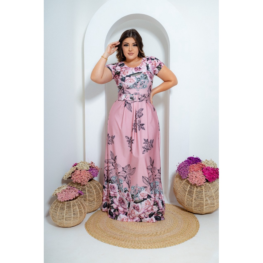 Vestido Longo , Com Lindas Estampas | Shopee Brasil