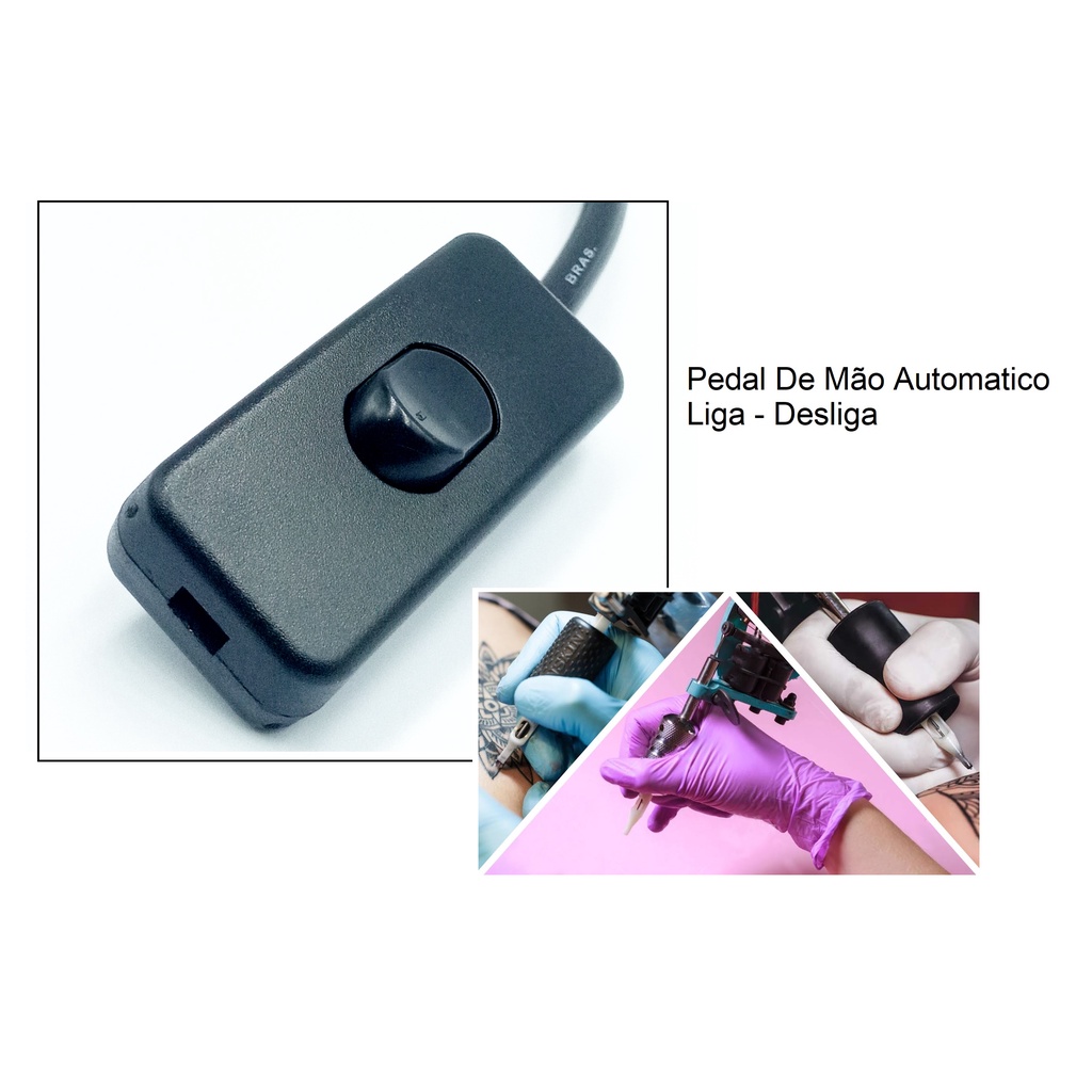 Pedal de Mão  Liga/deslig Plug Interruptor Para Fonte Máquina De Tatuagem