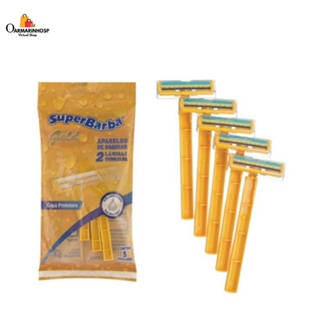 Aparelho Barbear Super Barba Amarelo Fita Lubrificante 5und em Oferta na Shopee