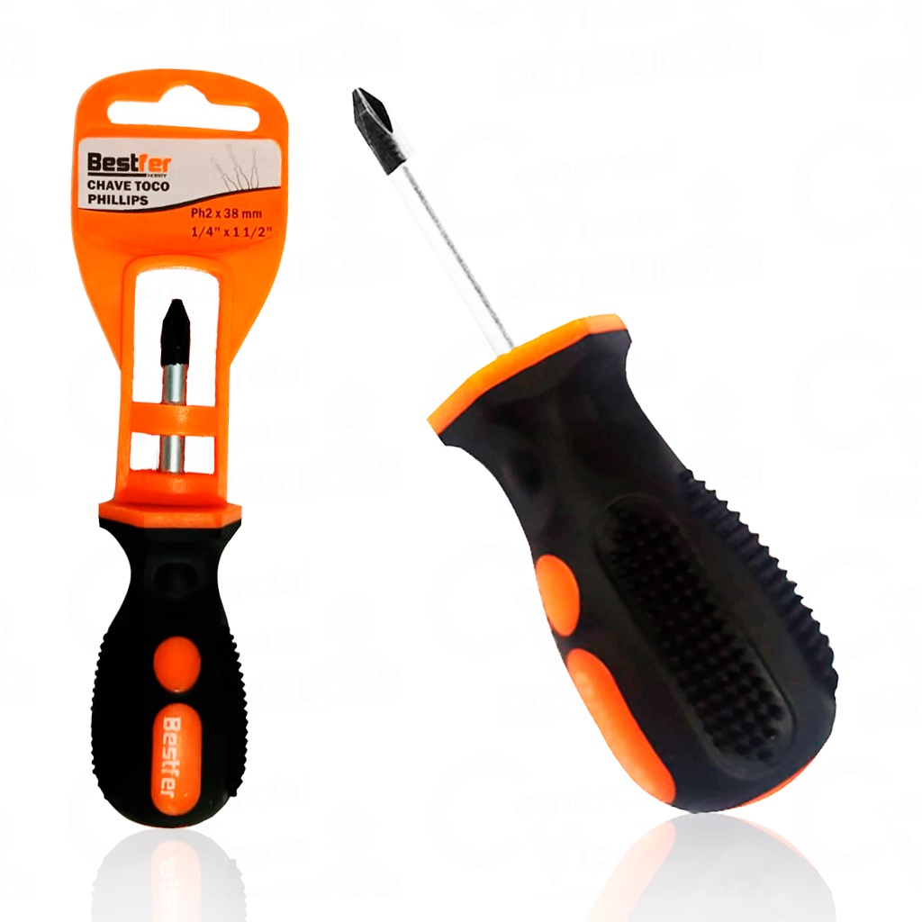 Mini Chave Phillips Toco Ph2 x 38mm 1/4 Polx1. 1/2Pol. Aço Cromo Vanádio Cr-V Profissional - BESTFER em Oferta na Shopee
