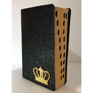 Bíblia Sagrada Tamanho médio 12,5x19 cm Com Harpa Palavras De Jesus Em Vermelho Coroa Preta