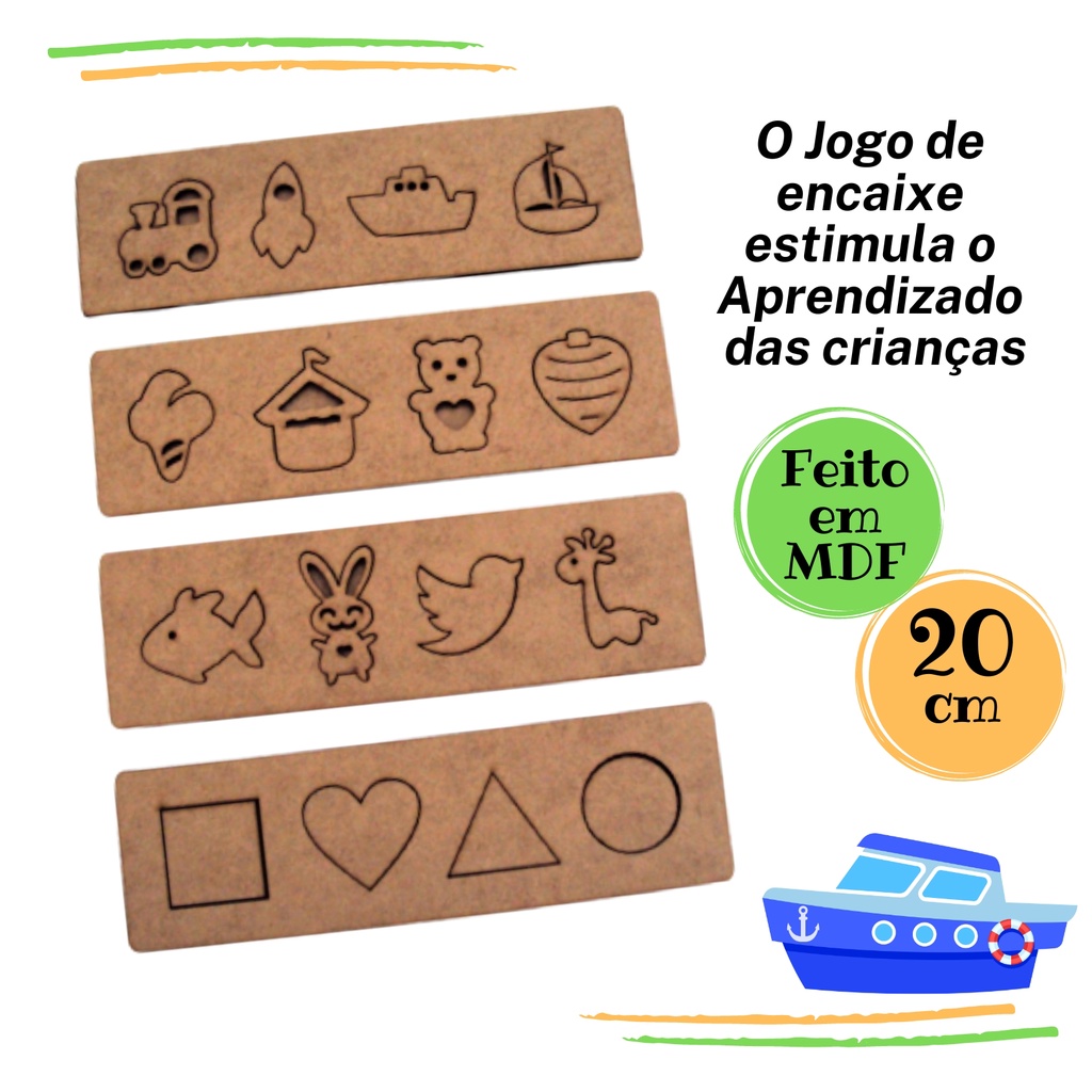 Rêf 053 - Brinquedos Educativos Jogo de encaixe didático em Mdf - Cognitivo madeira, jogo tabuleiro pedagógico didático, alfabeto, cubo magico, Montessori, autista atividade educativa sensorial, desenvolvimento da criança, Coordenação motora fina