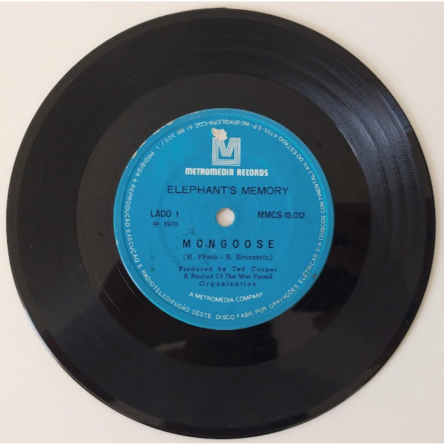 Compacto Vinil Elephant's Memory Mongoose / I Couldn't Dream 1970 Rock