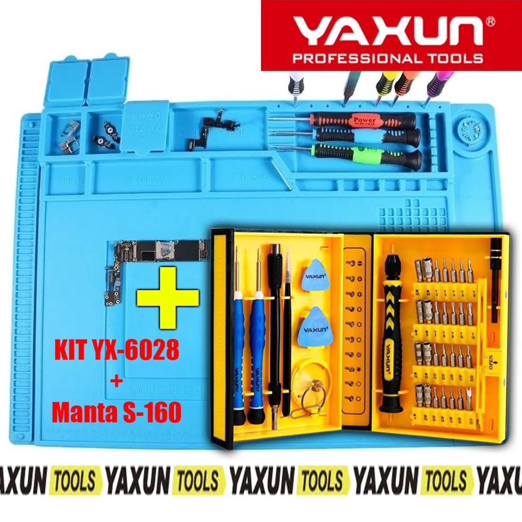 Kit Manta Magnetica Antiestática + Chaves 38 Pçs Yaxun Yx-6028 Reparo Celular Tablet Notebook Bancada De Trabalho