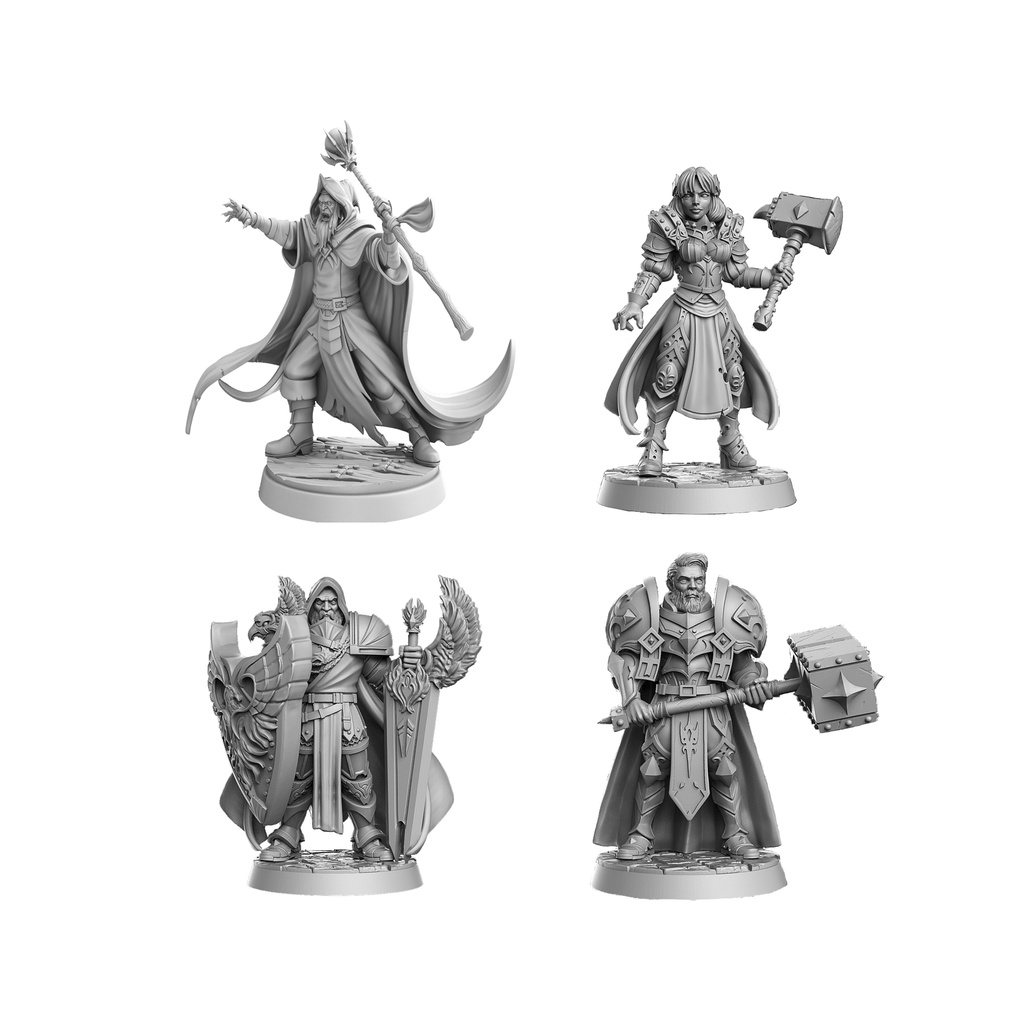 Kit 4 Miniaturas Aventureiros Pack 1 Miniatura de RPG, Boardgame