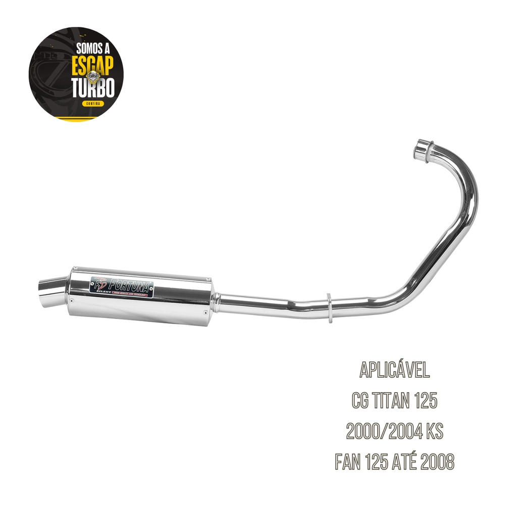 Escapamento Titan 2000/2004 Ks / Fan 125 até 2008 Mini Turbo Fortuna