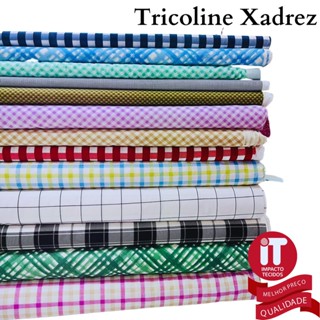 Tecido Tricoline Estampado Xadrez 100% Algodão 50cmx1,50m