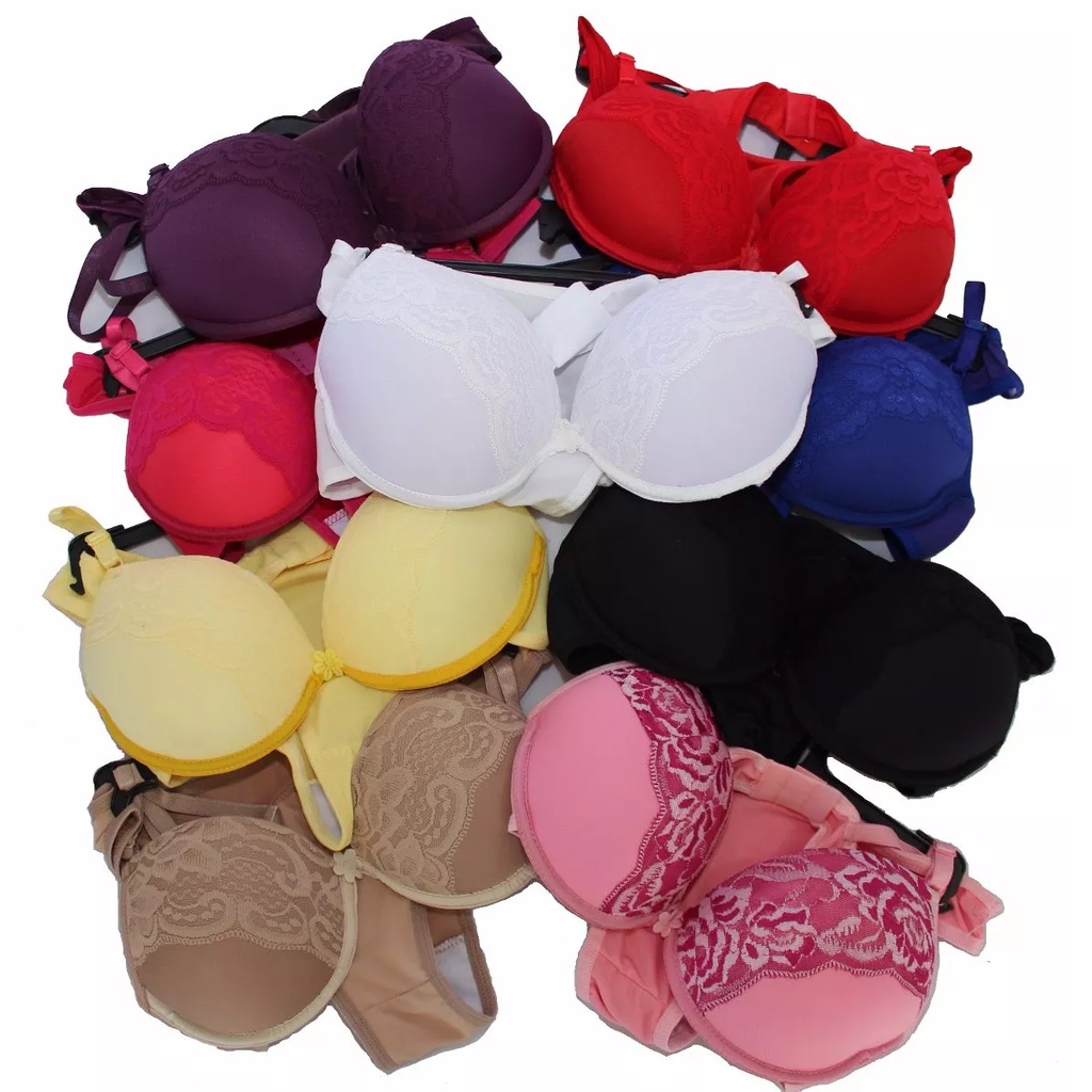 Kit 12 Conjuntos Lingerie Calcinha e Sutiã Com Renda Bojo P M G GG em Oferta na Shopee