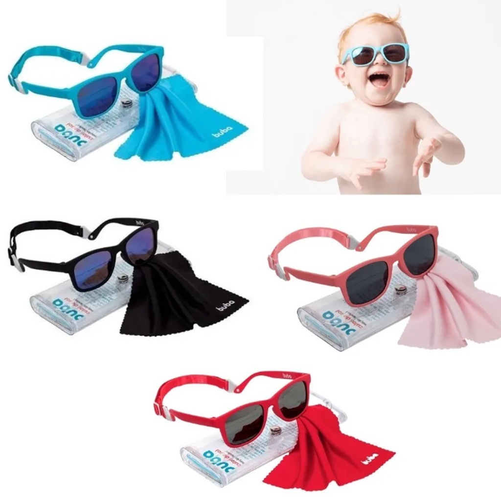 Óculos Infantil de sol Flexivel Buba Menino e Menina c/ Alça Ajustável