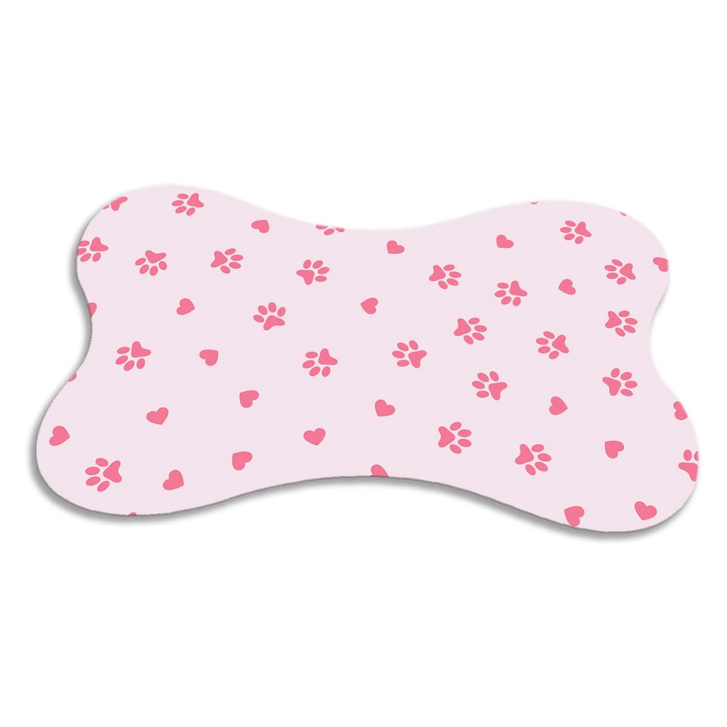 Tapete Osso para Gato e Cachorro Pet Comedouro Rosa Antiderrapante