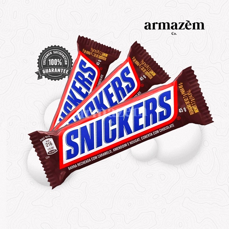 20 Snickers Na Caixa Fechada / Barra De Chocolate Recheada Com Caramelo ...