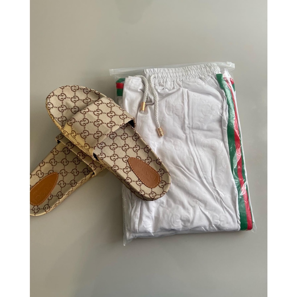 Kit Conjunto Gucci Camiseta e Bermuda Malha Chinesa Importado GG