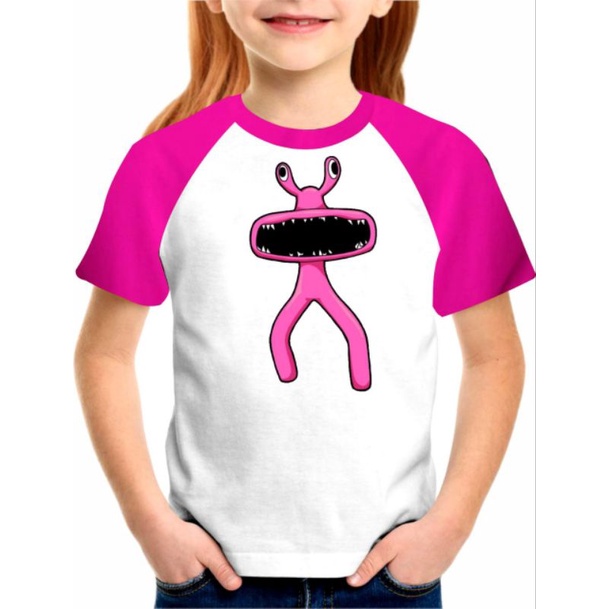 Camiseta Rainbow Friends personagem do jogo Roblox Pink mangas pink