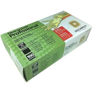 Luva Descartável Látex C/ Pó 100 unidades Descarpack DPK - PP, P, M, G