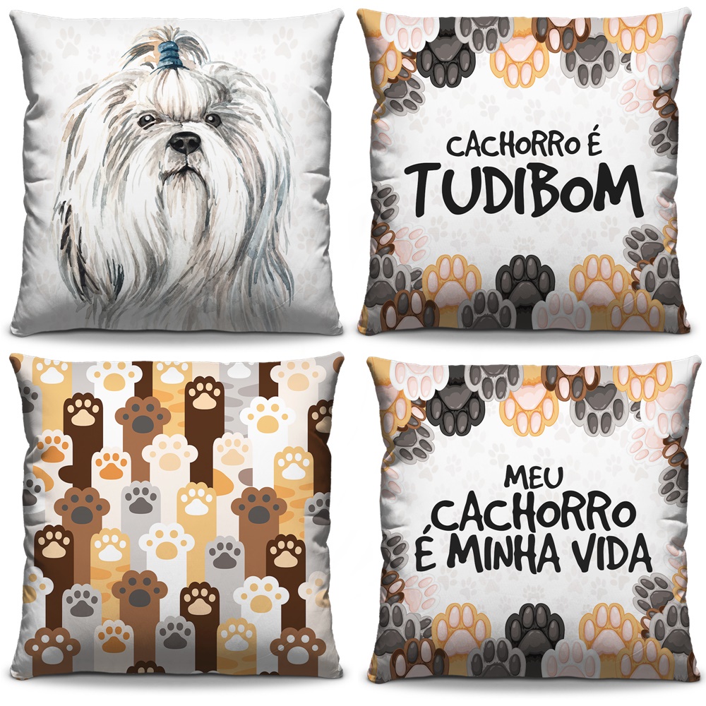 Kit de 4 Capas De Almofada 40 x 40 Pet Shih-tzu