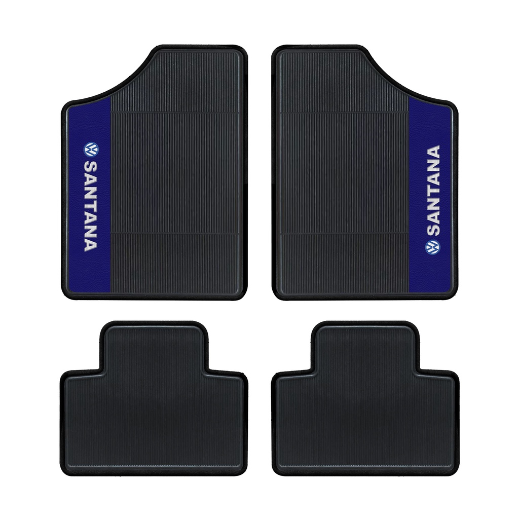 Jogo 4 Tapetes Para Carro Santana Sedan e Quantum 1983 Ao 2006 Preto Base Antiderrapante