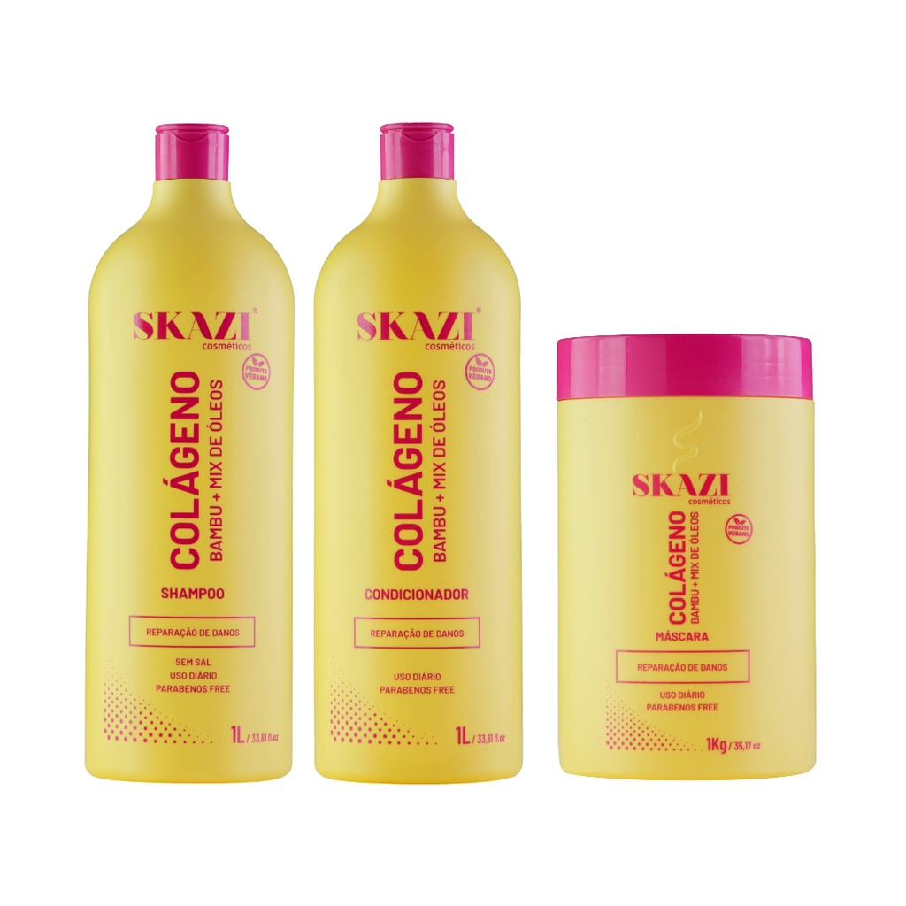 Kit Colágeno Shampoo + Condicionador 01L + Mascara Hidratante 1kg em Oferta na Shopee