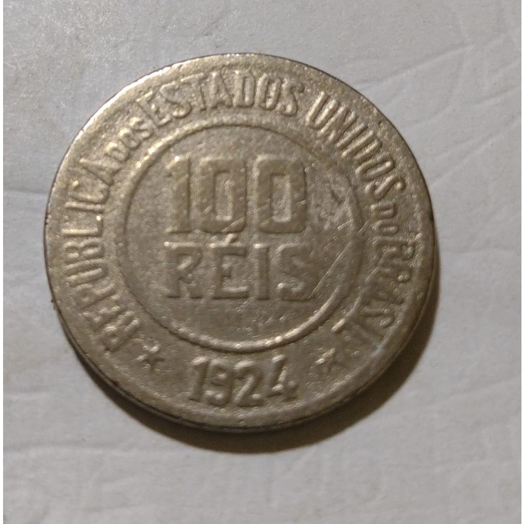 moeda 100 reis 1924 data escassa niquel - y0024