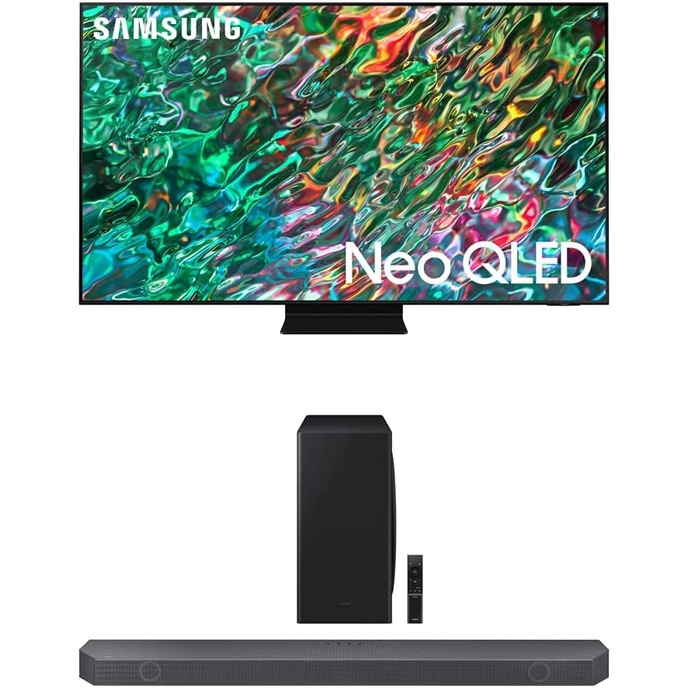 SAMSUNG 65-Inch Class Neo QLED 4K QN90B Series Mini LED Quantum HDR 32x Smart TV (QN65QN90BAFXZA, 2022 Model) w/HW-Q800B 5.1.2 ch Soundbar w/Dolby Audio 2022