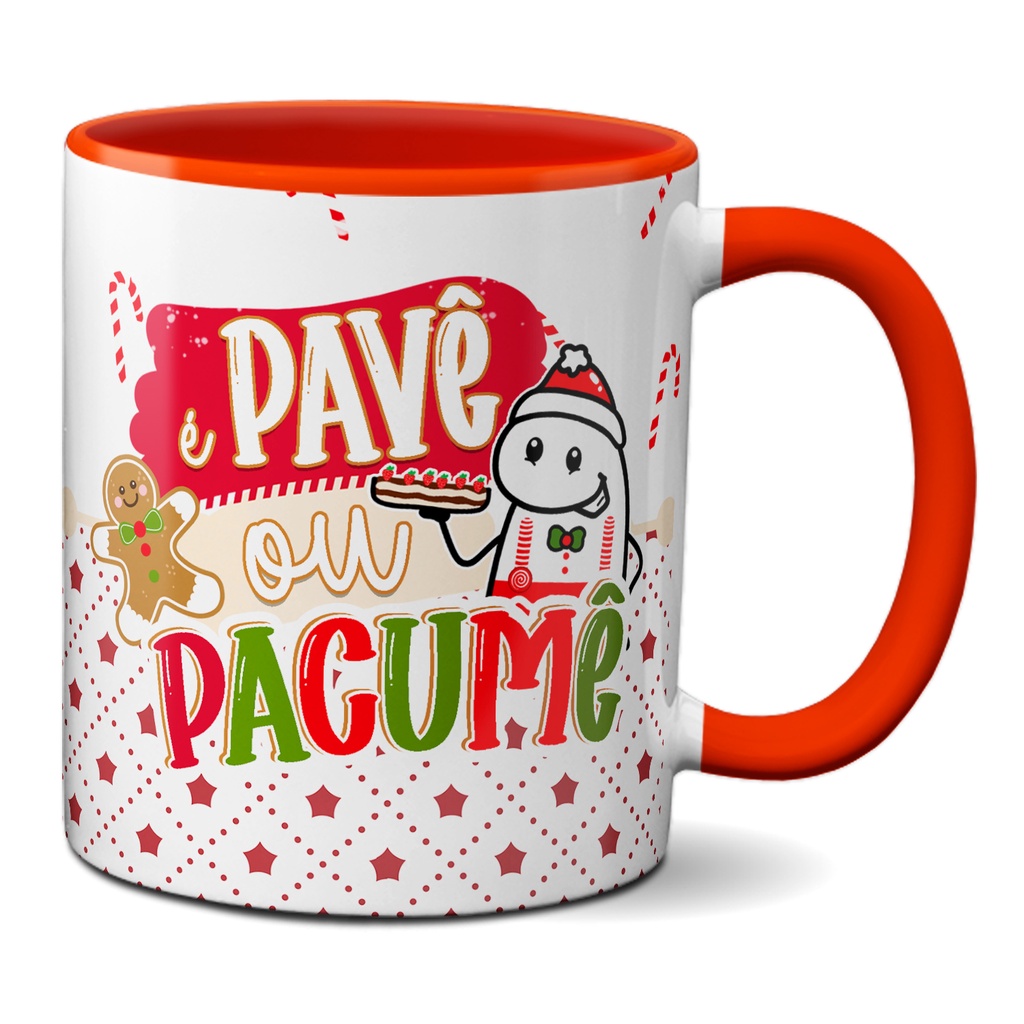 Caneca Flork de Natal Frase Engraçada Pavê ou Pacumê
