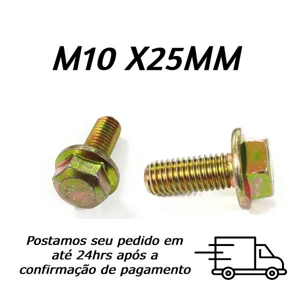 Parafuso Sextavado Flangeado M10 X 25mm Bicromatizado