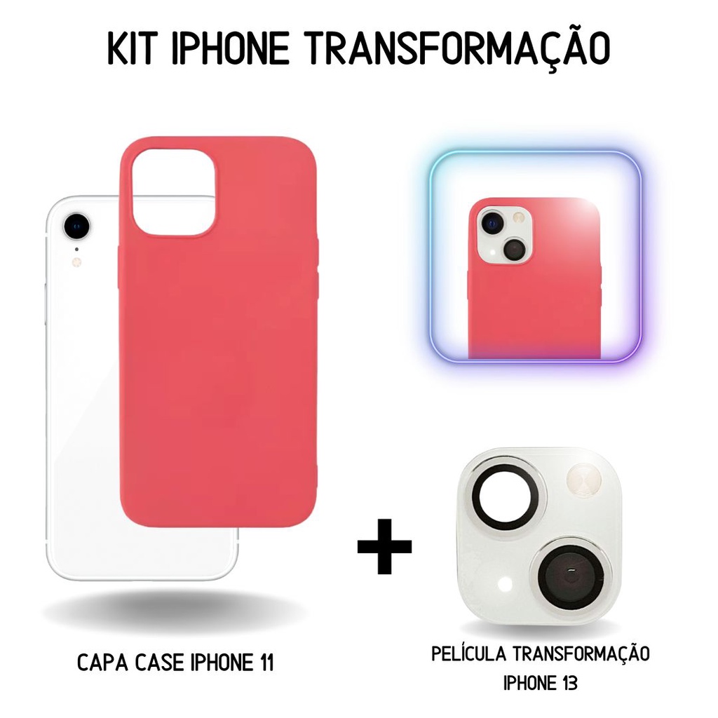 Kit transforma o iphone xr para 13 capa case pel cula