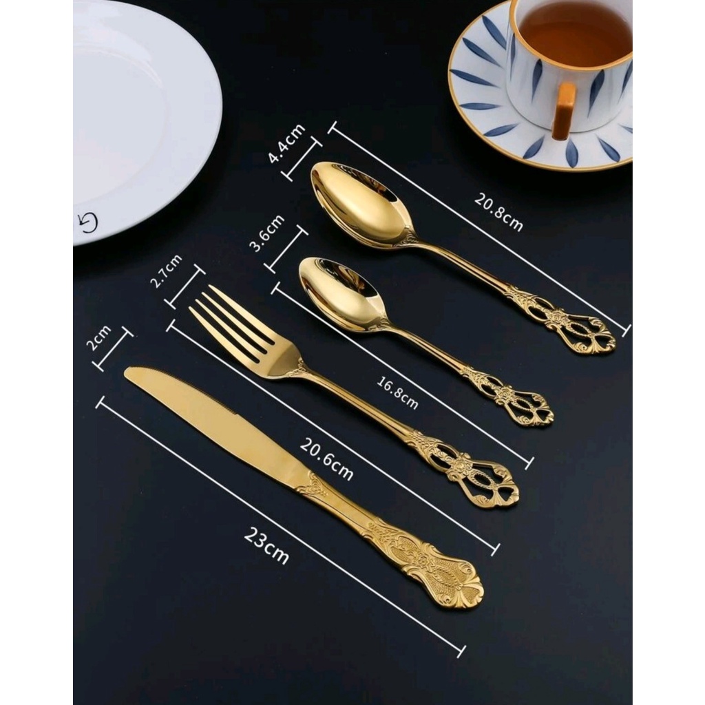 Colher cabo design Europeu relevo dourado unidade / Colher / Garfo ...