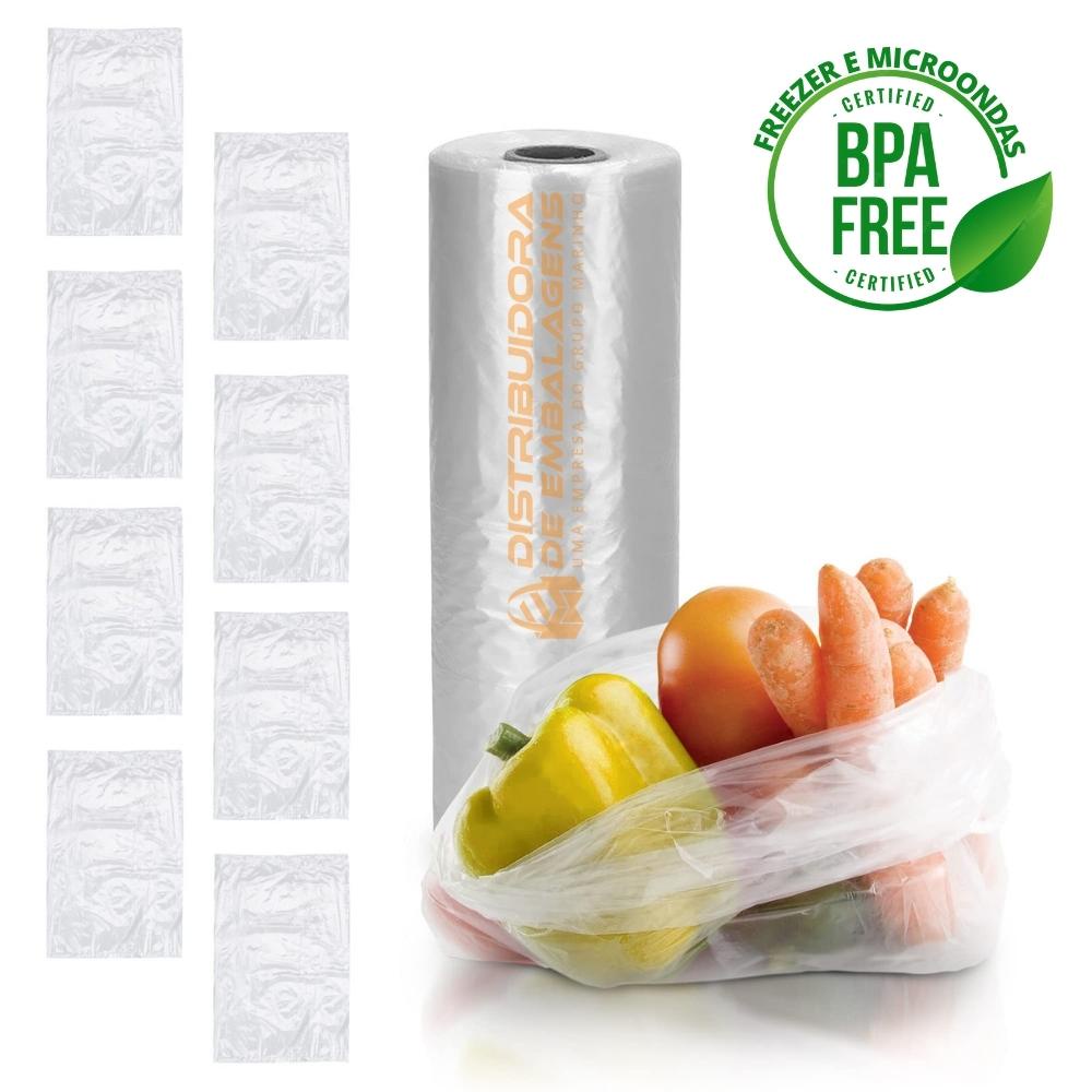 Rolo plástico Bobina Picotada Saco Transparente - Freezer e Microondas - (2L, 3L , 5L e 7L)