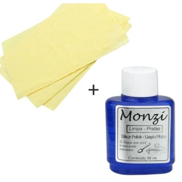 Limpa Pratas Monzi + Flanela Magica em Oferta na Shopee