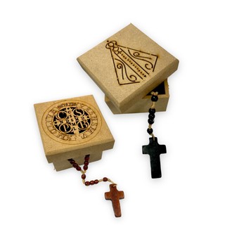 Terço De Mão Madeira Mogno Cruz Cristo 25cm