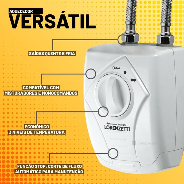 Aquecedor Versátil de Água Elétrico para Torneiras 110V ou 220V Lorenzetti