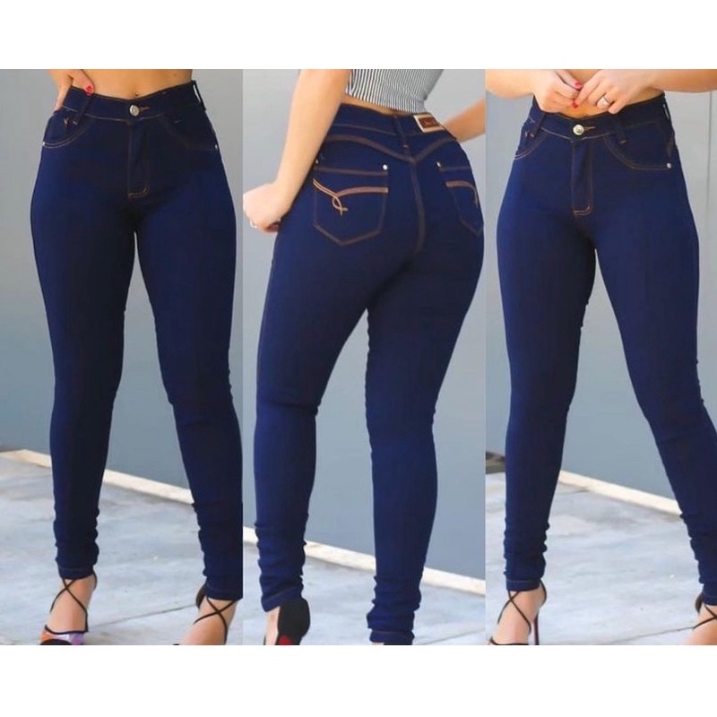 Kit 2 Calças Jeans Feminina Skinny Levanta Bumbum Cintura Alta Com Lycra -  Escorrega o Preço