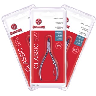 Kit C/3 Alicates de cutícula e Unha Mundial 522 Classic Manicure Aço e Inox